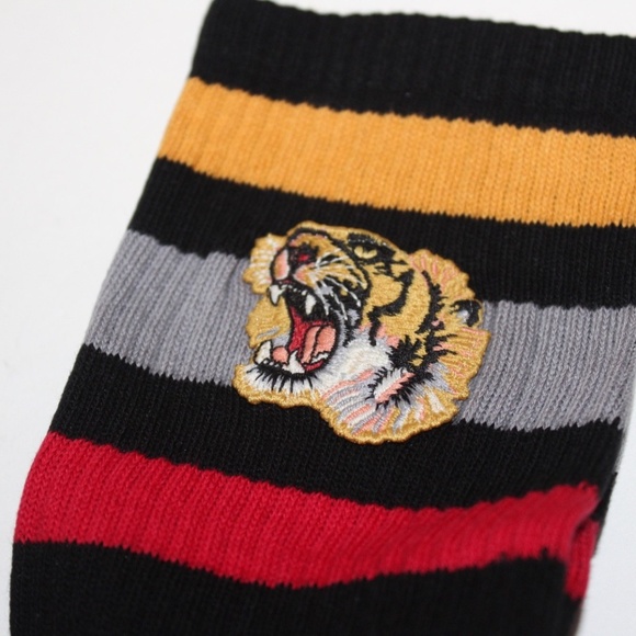 Gucci Little Williams Tiger Mid-Calf Embroidered Socks Black Mens Size Medium/11 - Picture 3 of 9